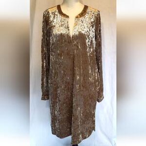 Anthropologie Gold Crushed Velvet Tunic Shift Dress Medium